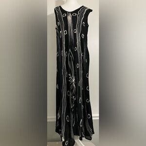 India Boutique Black Artsy Maxi Dress Boho Hippie Langenlook Relaxed Floral